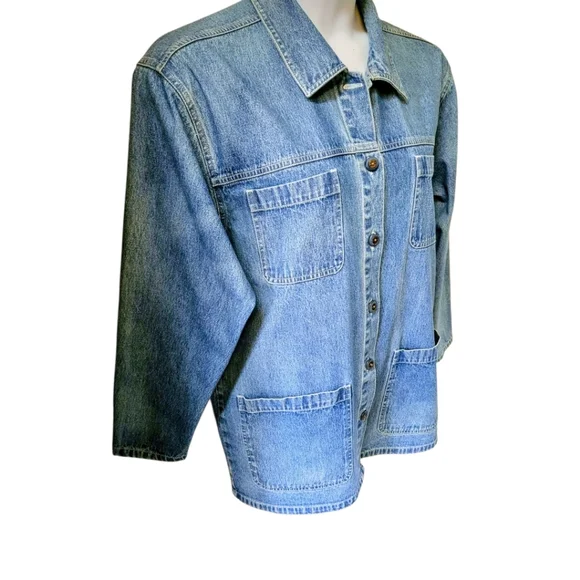 ERICA & COMPANY Women's distressed blue Jeans Jacket Size M/L - Picture 8 of 13